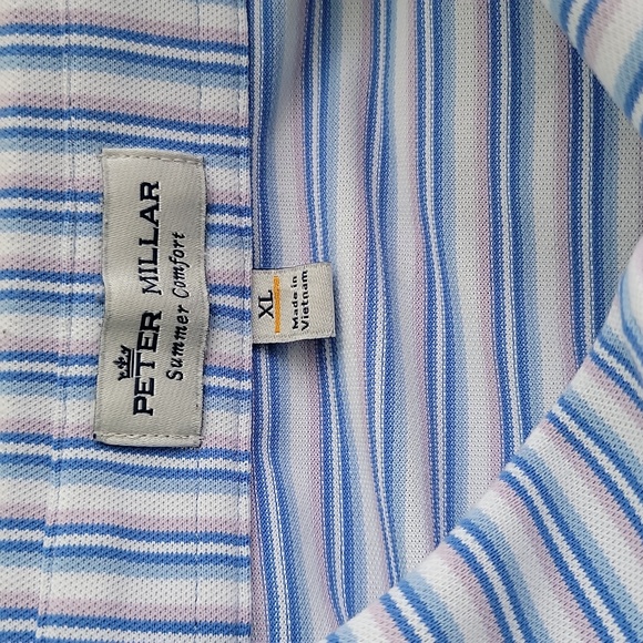 Peter Millar Summer Comfort Mens Striped Golf Polo Size XL - Picture 4 of 10